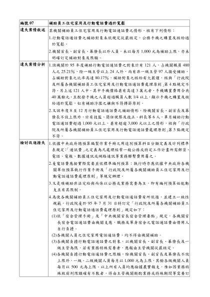 編號001-編號07-補助員工住宅家用及行動電話費過於寬鬆