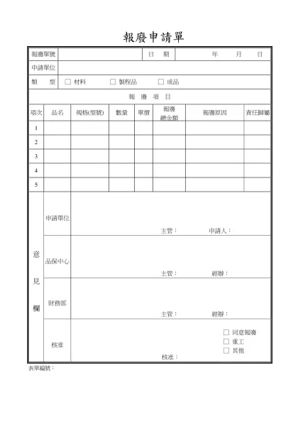報廢申請單-報廢單號日 期 年 月 日申請單位