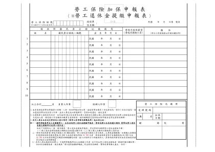 加保申報表(勞保及勞退2合1表格)
