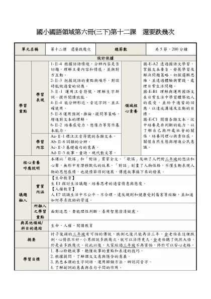 國小國語領域第六冊(三下)第十二課 還要跌幾次