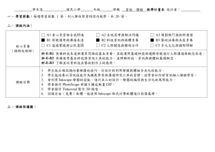 資訊教學計畫-學年度 國民小學 年級 學期 資訊 課程 教學計畫表 設計者：