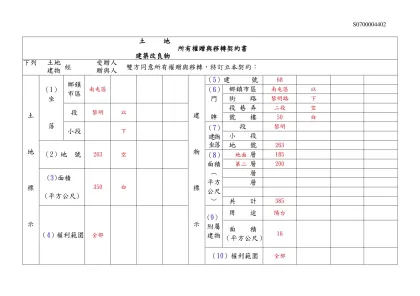 土地建築改良物所有權贈與移轉契約書填寫範例-土 地