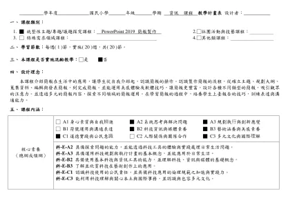 資訊教學計畫-學年度 國民小學 年級 學期 資訊 課程 教學計畫表 設計者：