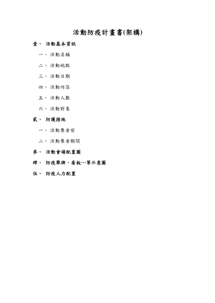 活動防疫計畫書(架構)-活動基本資訊活動名稱