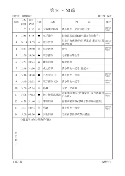 幼兒班—開發腦力 第26節 戴江慶編著-第26 ~ 50節