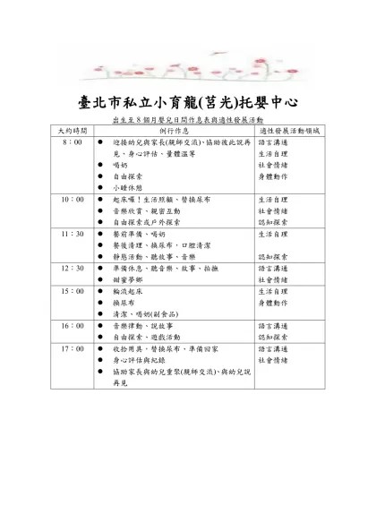 /-臺北市私立小育龍(莒光)托嬰中心