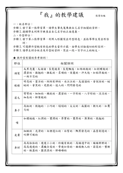 自我介紹-1『我』教學建議-『我』的教學建議 張菁怡編