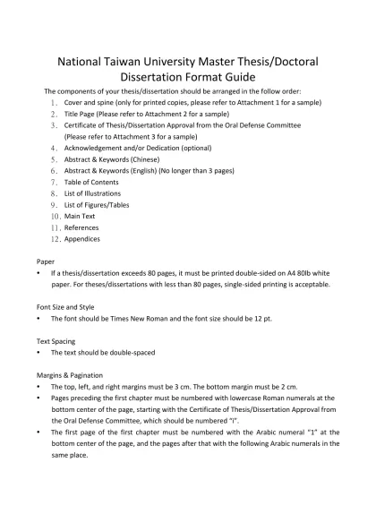 大學部畢業工業專題書寫格式規定-National Taiwan University Master Thesis/Doctoral Dissertation Format Guide