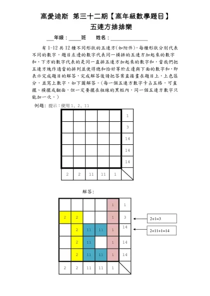 高愛迪斯 第十四期【中年級數學題目】-高愛迪斯 第三十二期【高年級數學題目】