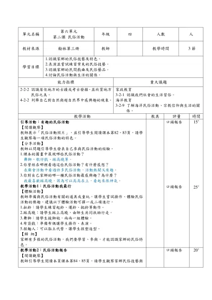 範本檔-單元名稱-單元名稱第六單元第二課 民俗活動