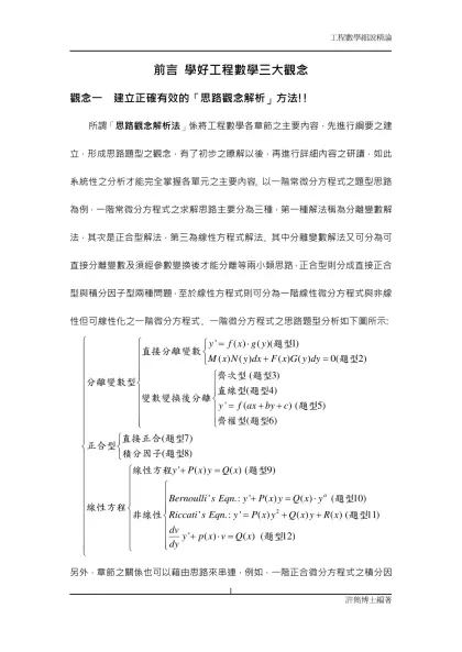 前言 學好工程數學三大觀念-觀念一 建立正確有效的「思路觀念解析」方法!!