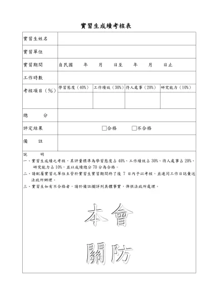 實習生成績考核表-實習生姓名實習單位實習期間