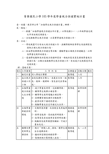 菁寮國民小學104學年度學童視力保健實施計畫