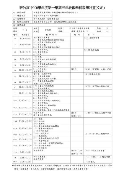 教學計畫有別於教學活動設計和教案，它是教學前的構思、設計和規劃，也是教學前用來和學群教師、家長、行政人員的溝通用的，同時也是課程管理的工具