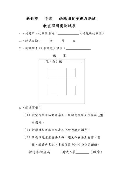新竹市八十九年度托兒所幼稚園兒童視力保健