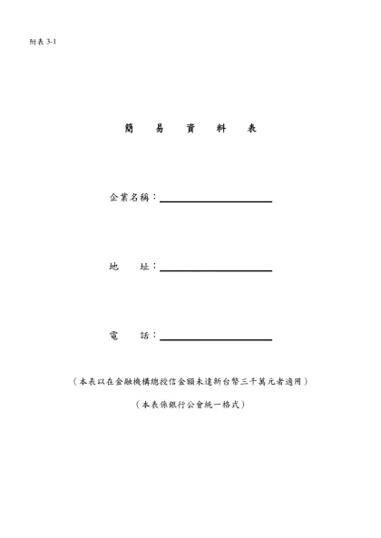 附表1-附表3-1-簡 易 資 料 表企業名稱：╴╴╴╴╴╴╴╴╴╴╴地 址：╴╴╴╴╴╴╴╴╴╴╴