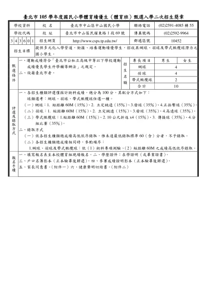 『臺北市94學年度高中高職體育班（含體育績優學生）甄選入學招生簡章』審核原則：