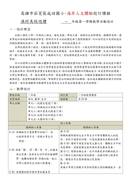 高雄市茄萣區成功國小-海岸人文體驗校訂課程