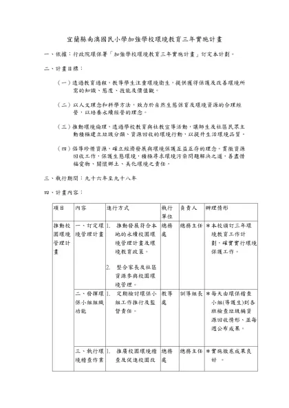 南投縣仁愛鄉親愛國民小學加強學校環境教育三年實施計畫-宜蘭縣南澳國民小學加強學校環境教育三年實施計畫