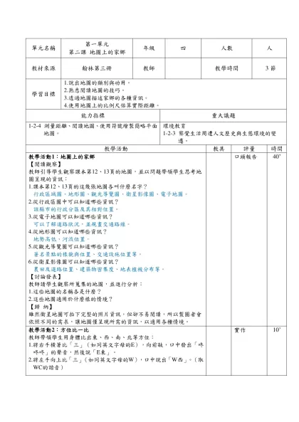 範本檔-單元名稱-單元名稱第一單元第二課 地圖上的家鄉