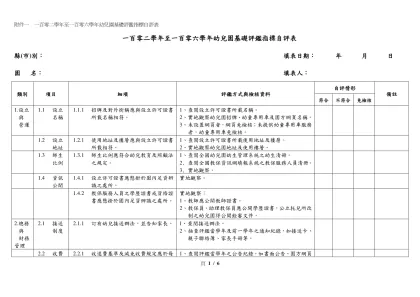一百零二學年至一百零六學年幼兒園基礎評鑑指標自評表
