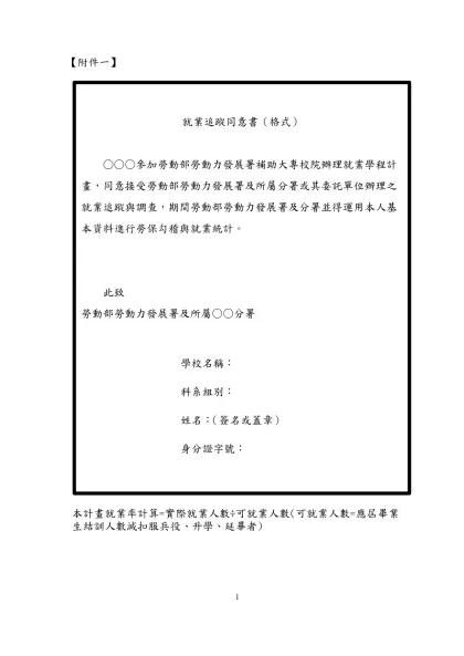 青年就業旗艦計畫部分規定修正草案對照表-【附件一】