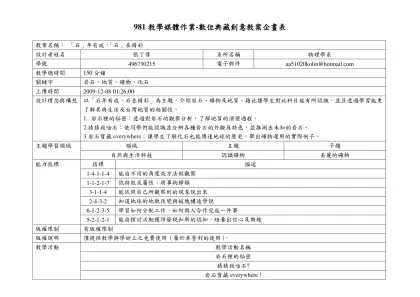 981教學媒體作業-數位典藏創意教案企畫表