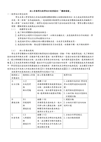 核心素養導向教學設計教案範例-「體操闖關」