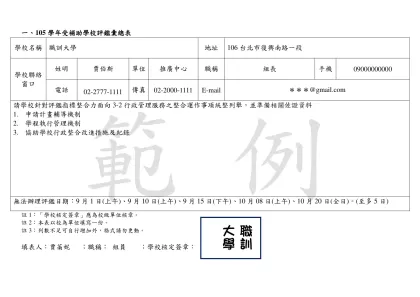 一、105學年受補助學校評鑑彙總表