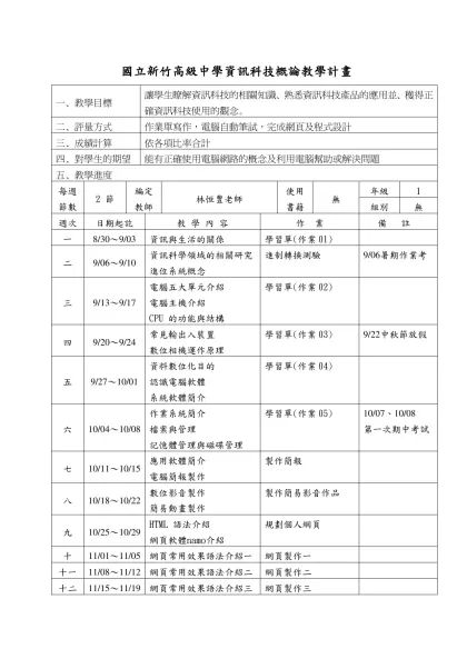 教學計畫有別於教學活動設計和教案，它是教學前的構思、設計和規劃，也是教學前用來和學群教師、家長、行政人員的溝通用的，同時也是課程管理的工具