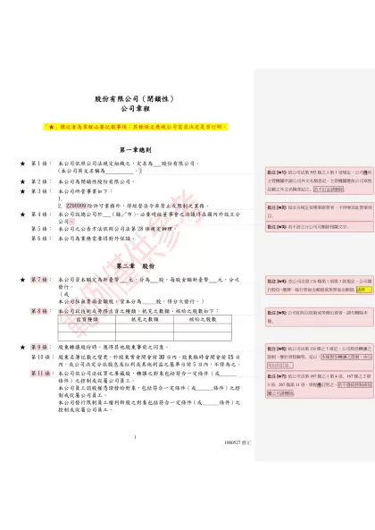 股份有限公司公司章程-股份有限公司（閉鎖性）