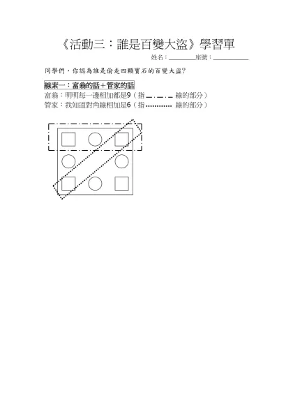 《活動二》學習單-《活動三：誰是百變大盜》學習單