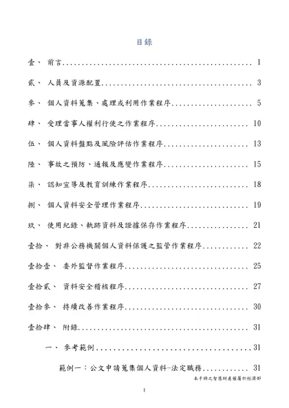 目錄-壹、 前言 1貳、 人員及資源配置 3