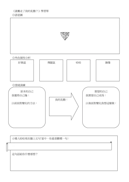 《誰搬走了我的乳酪？》學習單-◎語意圖◎角色個性分析◎情境演練