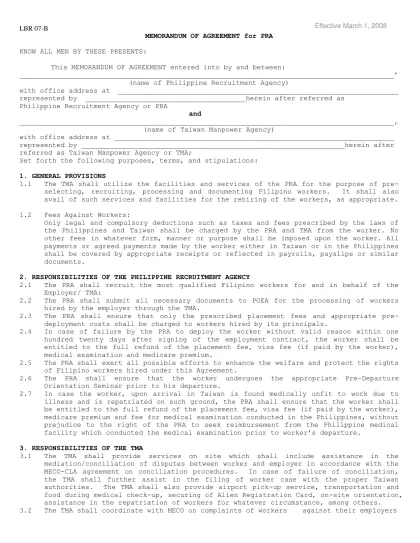 MEMORANDUM OF AGREEMENT-MEMORANDUM OF AGREEMENT for PRA
