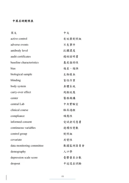 中英名詞對照表-英文中文active control 有效藥對照組