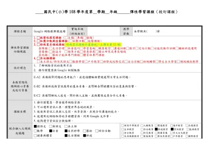 高雄市莒光國民小學（九十二）學年度第（二）學期 （五）年級 彈性學習節數 課程計畫表