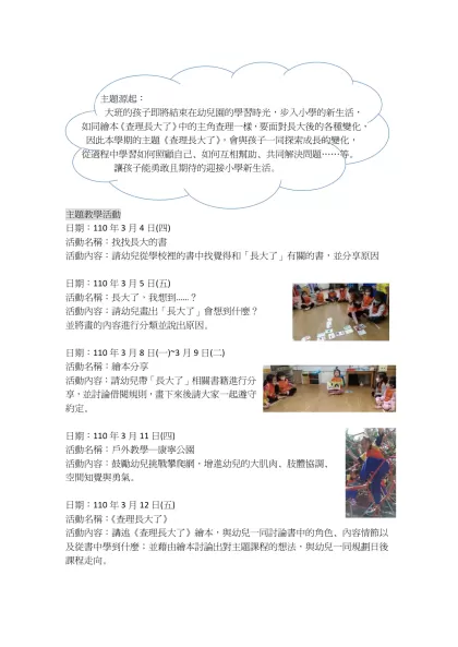 主題教學活動-主題教學活動日期：110年3月4日(四)