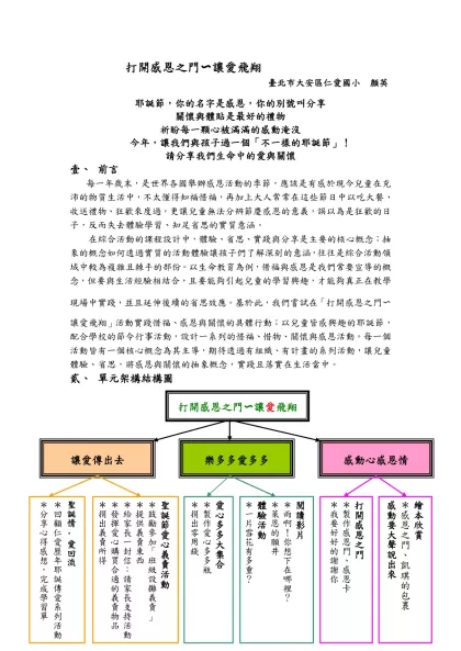 『不一樣的聖誕節』系列活動教學設計-打開感恩之門〜讓愛飛翔